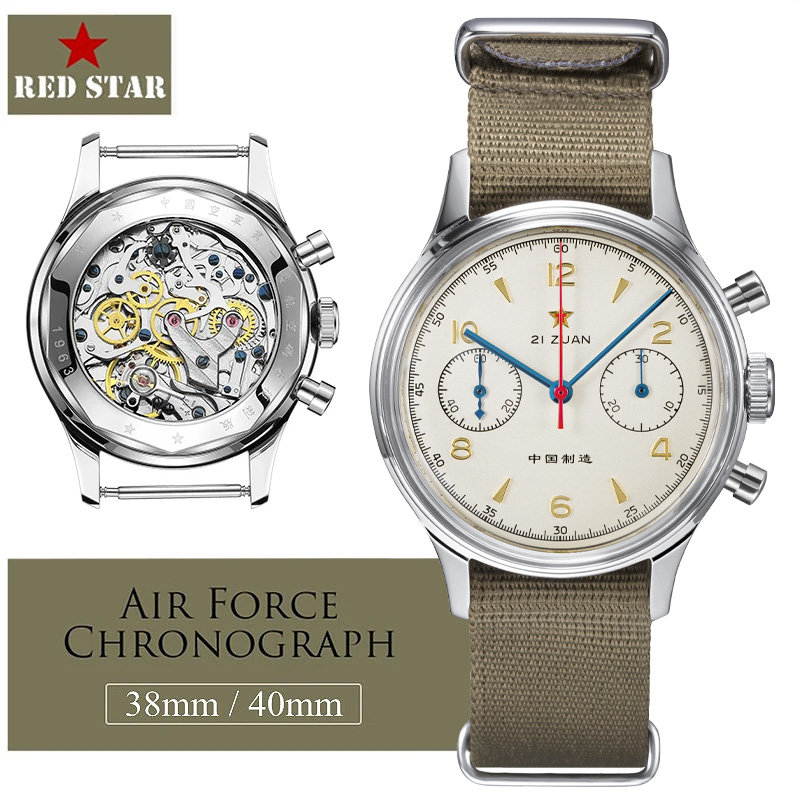 Chronograph Flyback Watch - RED STAR 38mm Men's 1963 Chronograph