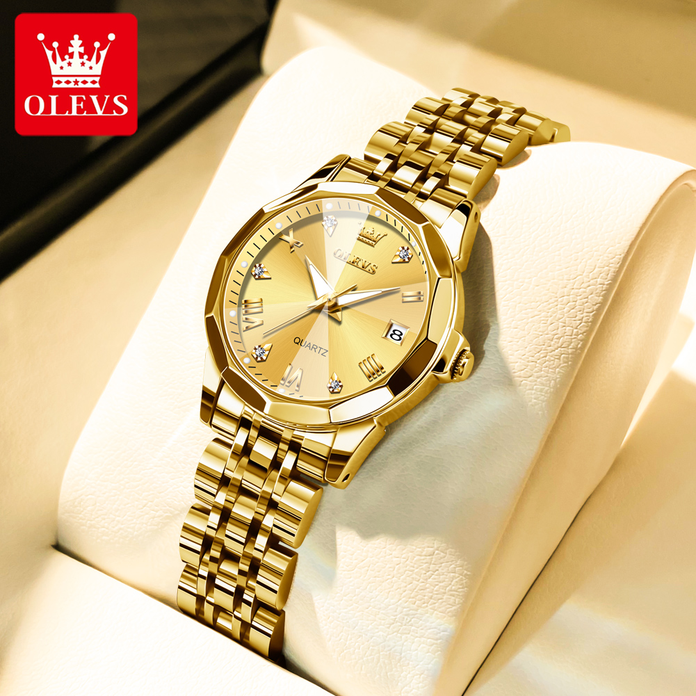 Luxury Watch For Girls - OLEVS Fashion Golden Watch for Women