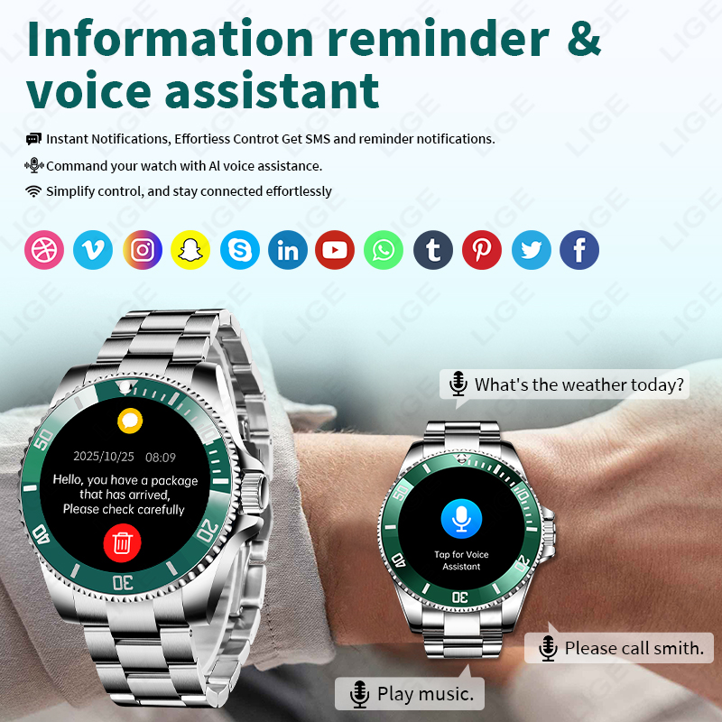 LIGE New Smart Watch Men Bluet - Luxury Watch On Wrist ulasan dan harga