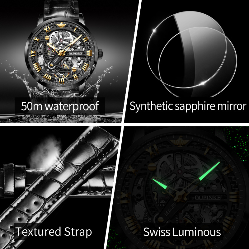 OUPINKE 3173 Original Leather  - Chronograph Flyback Watch ulasan dan harga