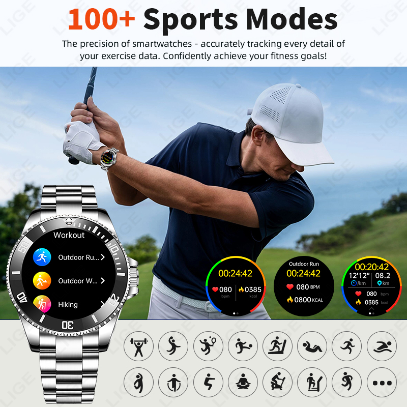 LIGE Business Smart Watch Men  - Luxury Watch On Wrist ulasan dan harga