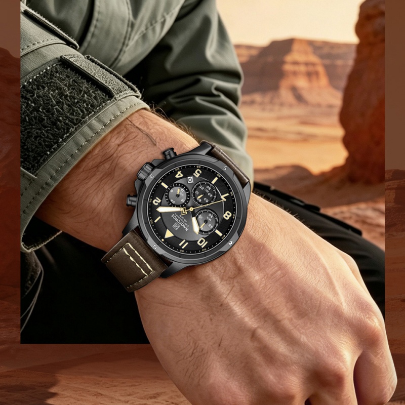 NAVIFORCE Male Stylish Chronog - Open Heart Watch ulasan dan harga