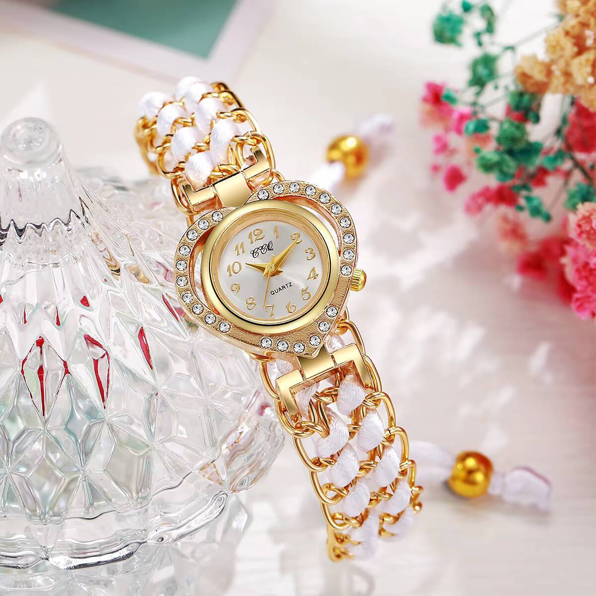 Fashion Rhinestone Heart Dial  - Open Heart Watch ulasan dan harga