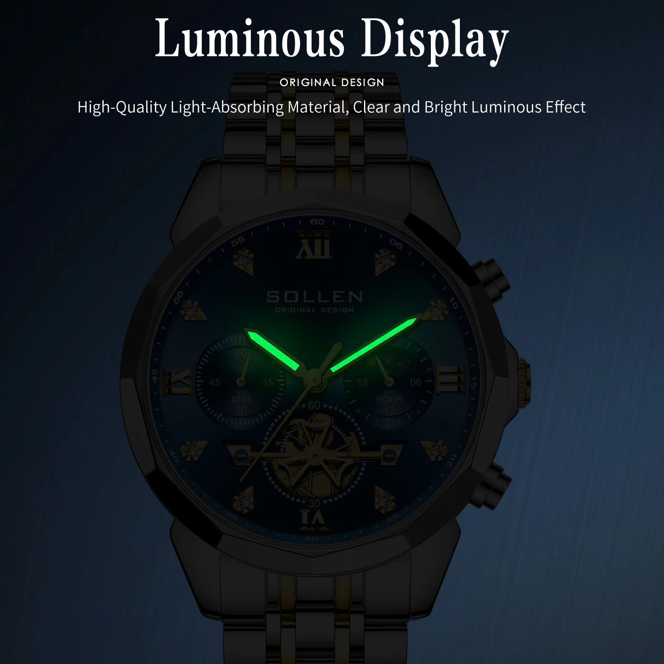 Men's Moon Phase Chronograph W - Dress Watch Ultra Thin ulasan dan harga