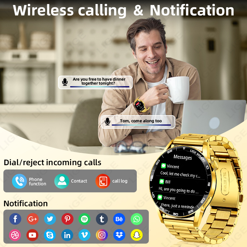 LIGE Luxury Smart Watch For Ma - Luxury Watch On Wrist ulasan dan harga