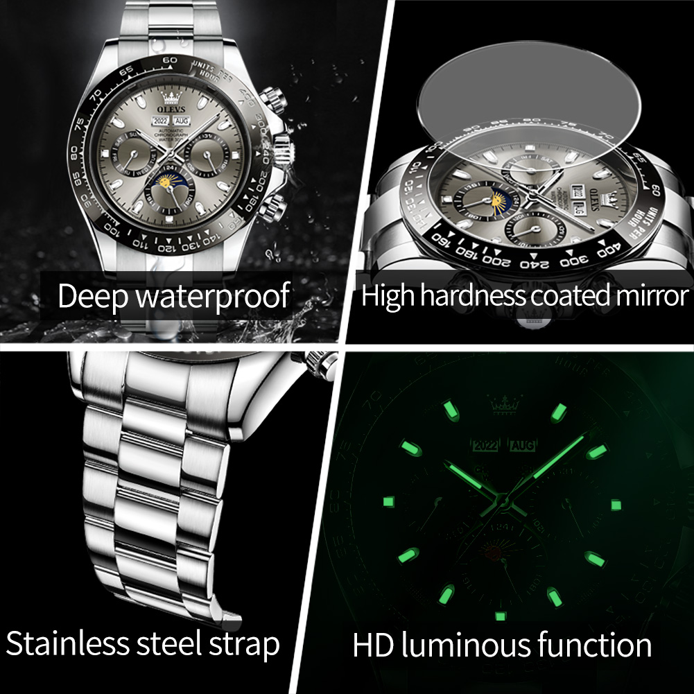 OLEVS 6654 Luxury Mens Watch C - Chronograph Flyback Watch ulasan dan harga