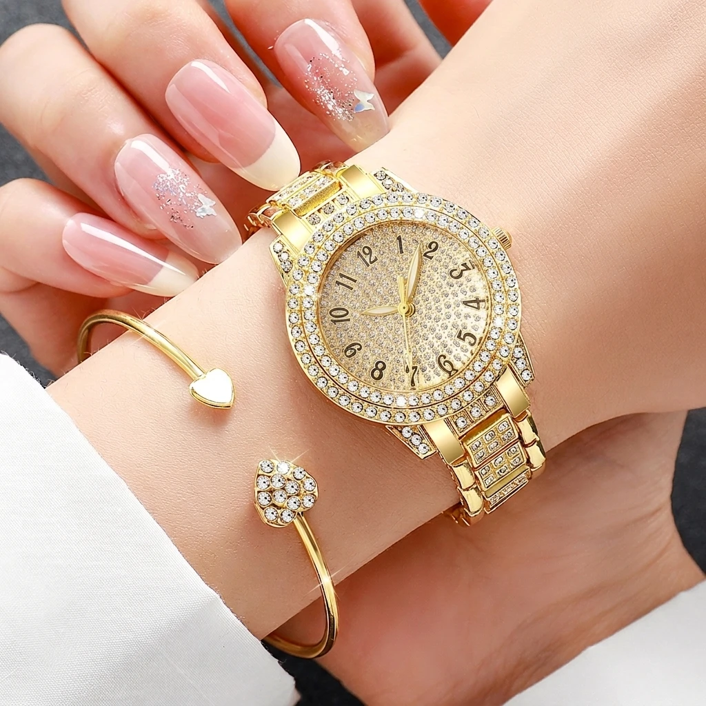 6PCS Fashion Rhinestone Women  - Open Heart Watch ulasan dan harga