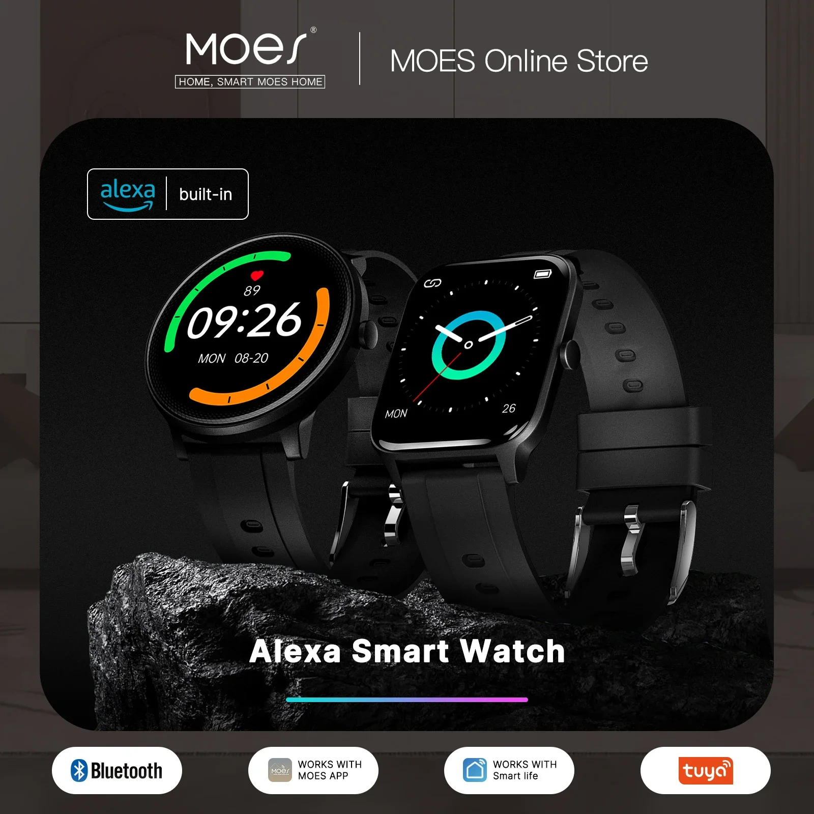 MOES Smart Watch Alexa Built-i - Open Heart Watch ulasan dan harga
